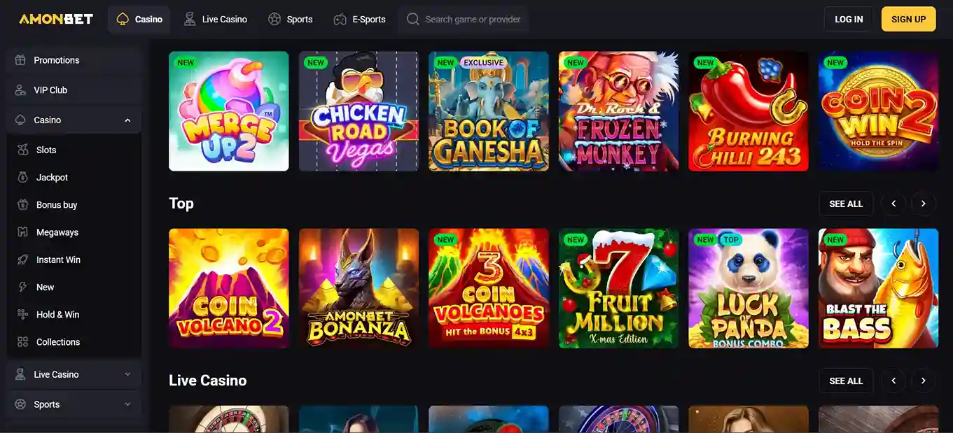 AmonBet Casino: £5,000 + 300 Free Spins welcome bonus