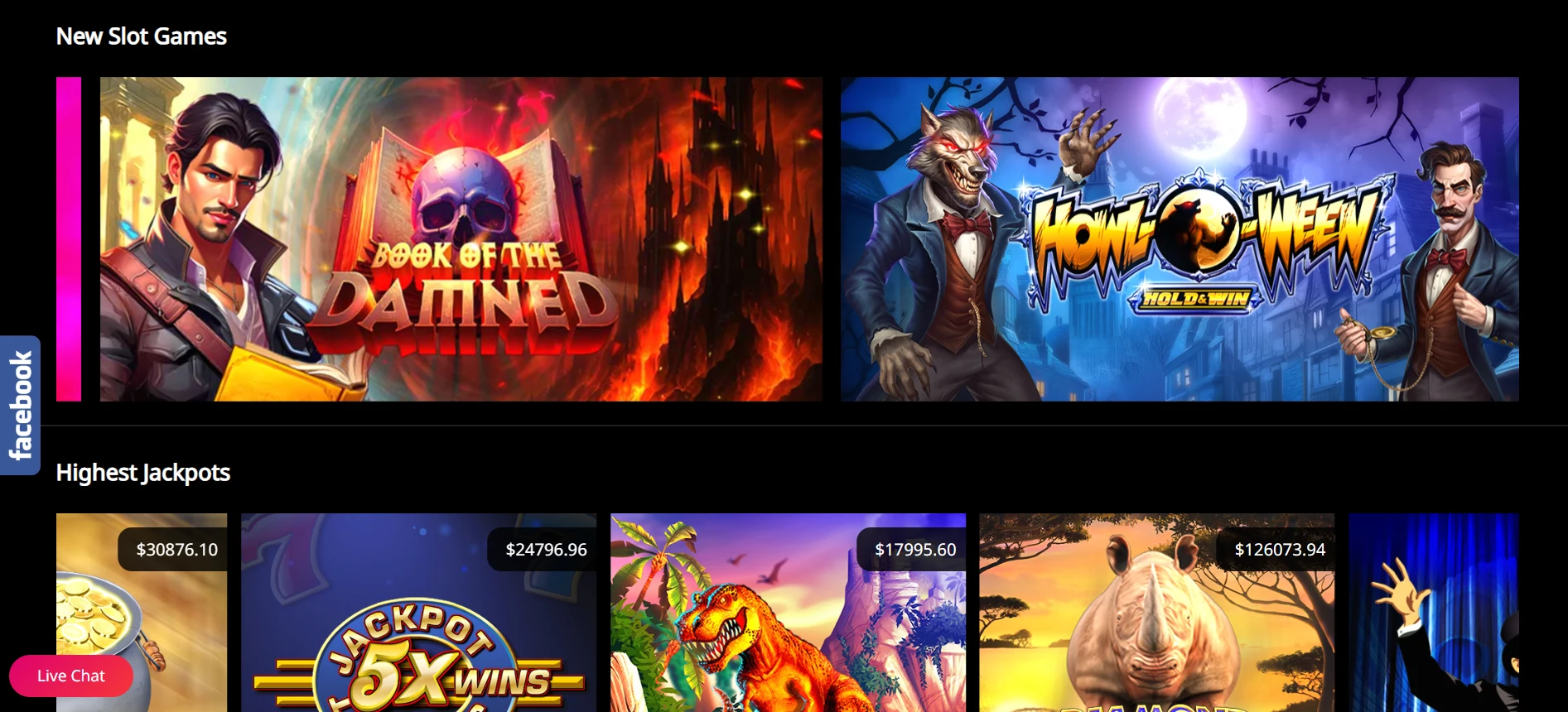 Lobby del casinò con le nuove slot “Book of the Damned” e “Howl-O-Ween” in evidenza