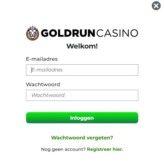 Goldrun Login Scherm