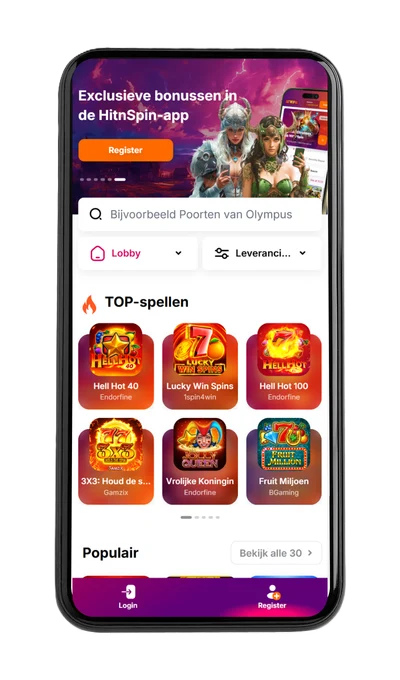 Hitnspin mobilapp visning