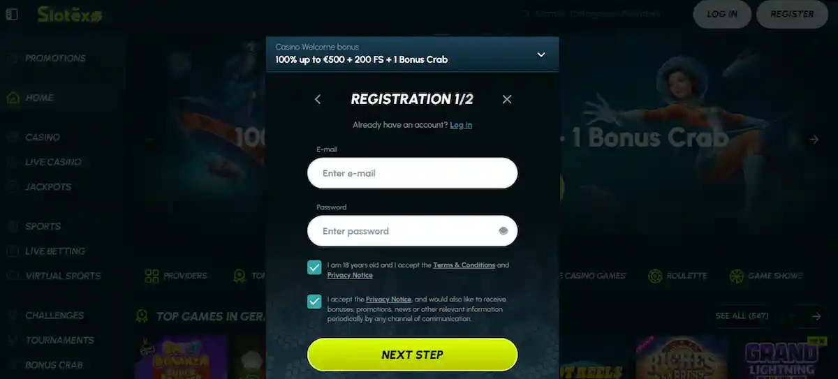 Creating a Slotexo Casino Account