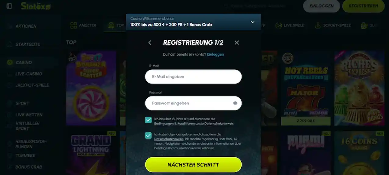 Werden Sie Teil der Slotexo Casino Community und sichern Sie sich exklusive Startboni
