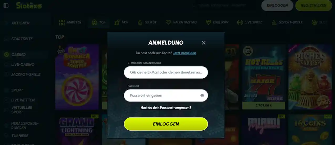 Zugang zu Ihrem persönlichen Slotexo Casino Spielerkonto für unbegrenzten Spielspaß