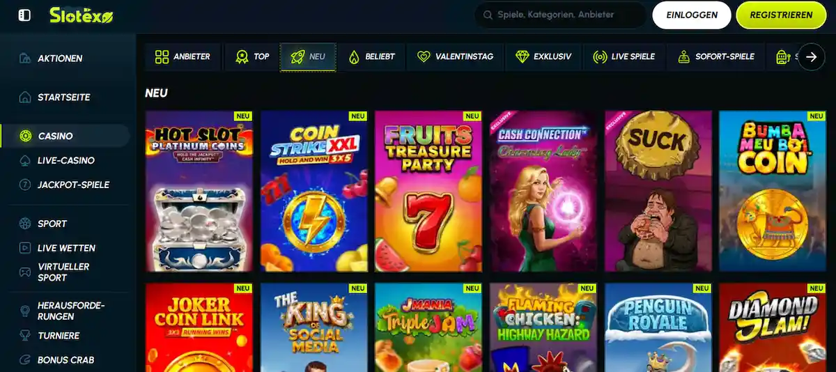 Slotexo Casino - Ihre erstklassige Destination für Online-Spielautomaten, Live-Casino und spannende Jackpots