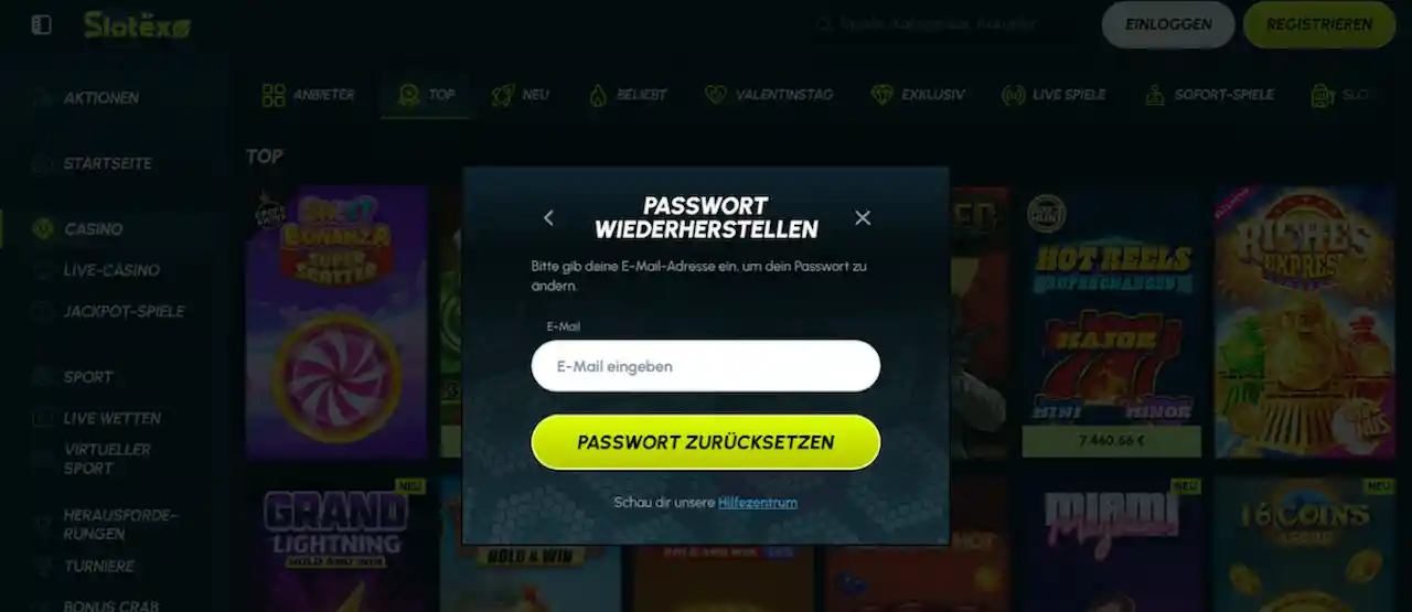 Slotexo Casino Kontowiederherstellung - Einfache Schritte zur Zurücksetzung Ihres vergessenen Passworts mit verschlüsselter Übertragung