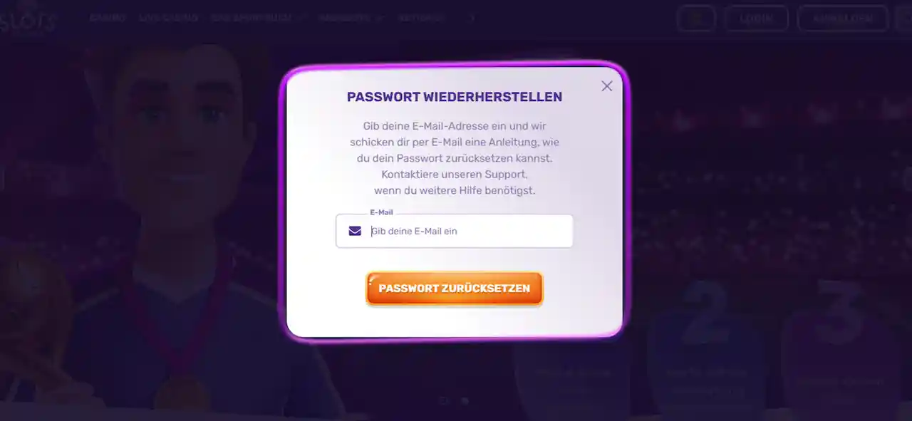 Passwort zurücksetzen bei SlotsPalace Casino