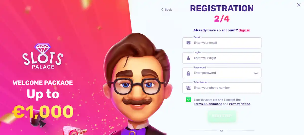 Slots Palace Casino registration