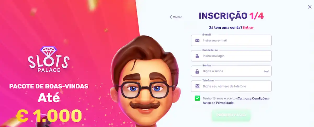 Abra uma conta e ganhe bônus de boas-vindas no Slots Palace Casino