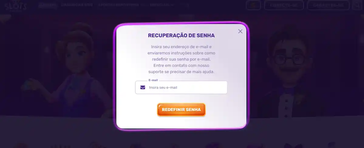 Recupere sua senha esquecida do Slots Palace Casino