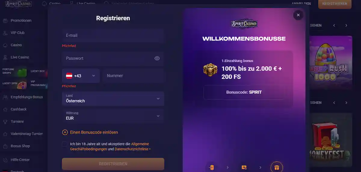 Registrieren Sie sich bei Sportaza Casino und profitieren Sie von exklusiven Willkommensprämien, wöchentlichen Sonderaktionen und sofortigem Zugriff auf Premium-Casinospiele