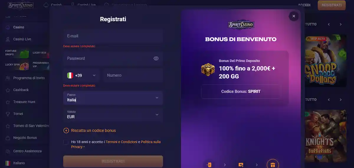 Sportaza Casino richiesta iscrizione con credito iniziale vantaggioso e bonus speciali