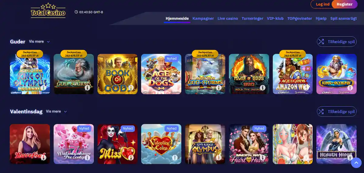 Total Casino - Høj kvalitet spilleplatform med spilleautomater, bordspil og live casino