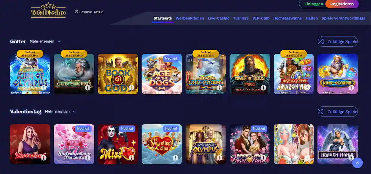Total Casino - Ihre vertrauenswürdige Casino-Plattform mit offizieller Lizenz, garantiert schnellen Auszahlungen, mobilfreundlichem Interface, geschützten Zahlungssystemen und Kundenservice verfügbar 24/7