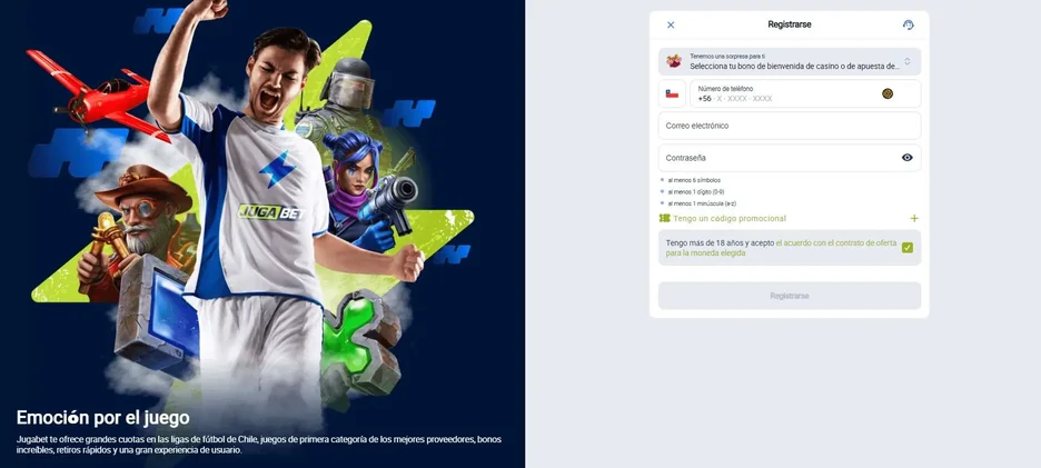 Proceso de registro en Jugabet Casino