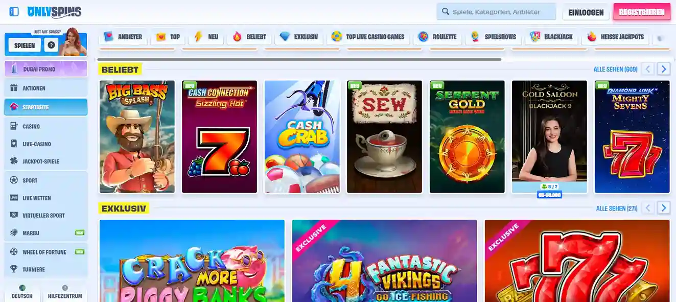 OnlySpins Casino Deutschland 🎰 5.000€ + 400 Freispiele & Login