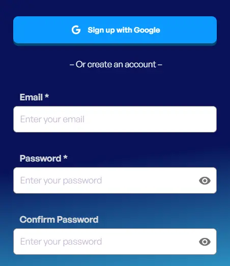 Skyhills Casino registratiescherm